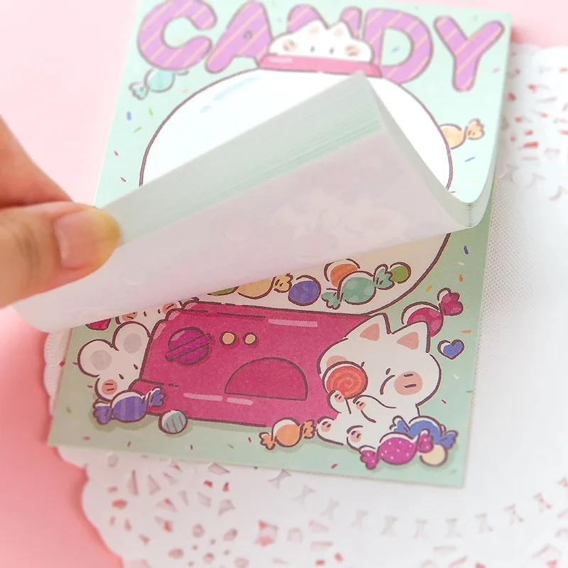 Korean version of cute cat large note pad cartoon tearable message pad note memo note paper 50 sheets