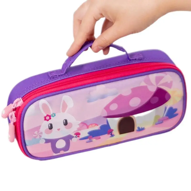 

Pencil Pouch Portable Pencil Pouch Organizer With Zipper Cartoon Cute Aesthetic Pen Pouch Stationery Storage Bag For Pencils