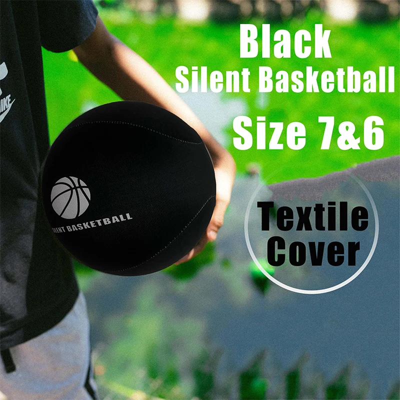 

Silent Basketball w/ Textile Cover Size 7&6 Noise-Free Indoor Basketball for Quiet Dribbling Airless Ball for Advanced Training