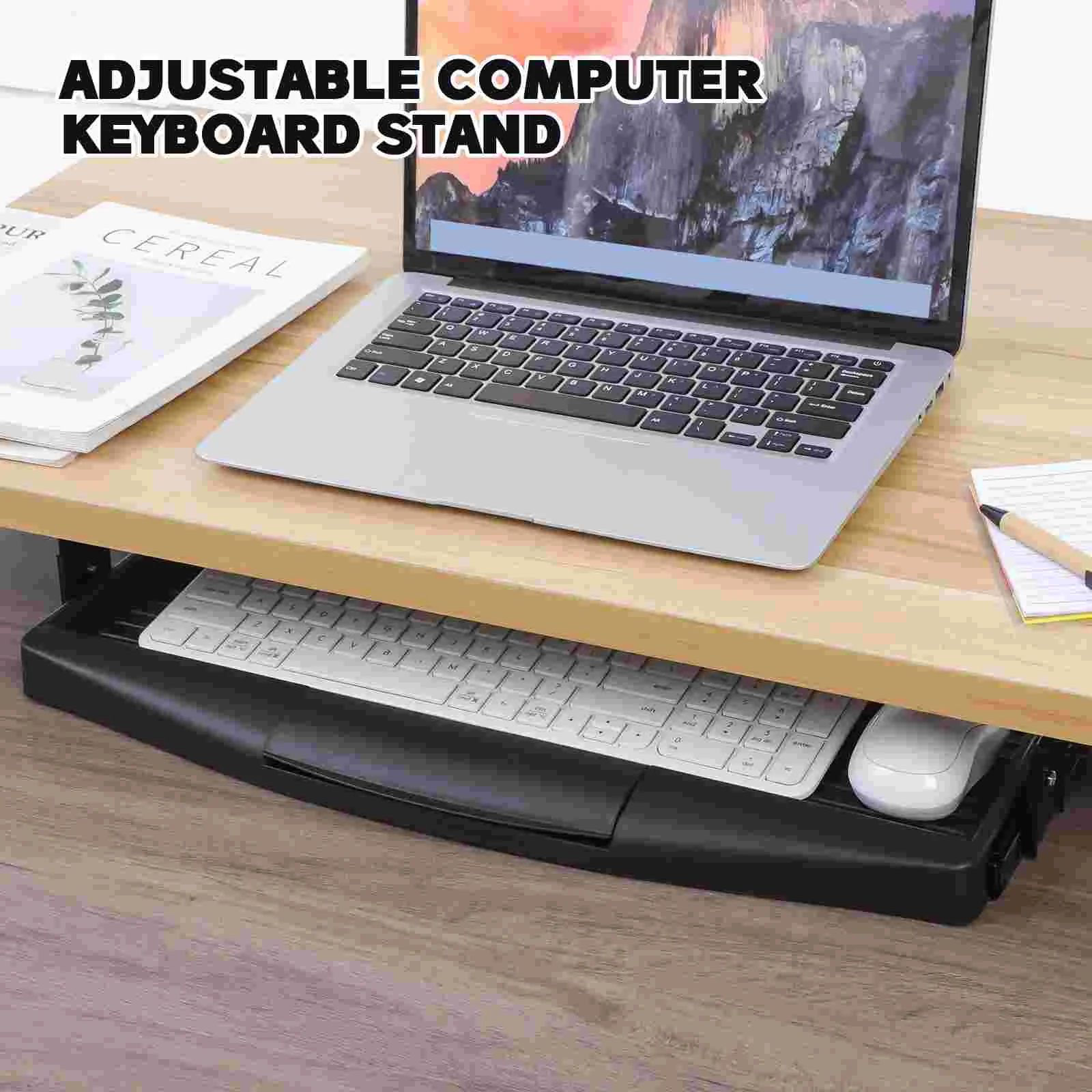Large Mouse Pad Computer Keyboard Stand under Desk Drawer Bracket Extender Black Type Tray Organizers Office