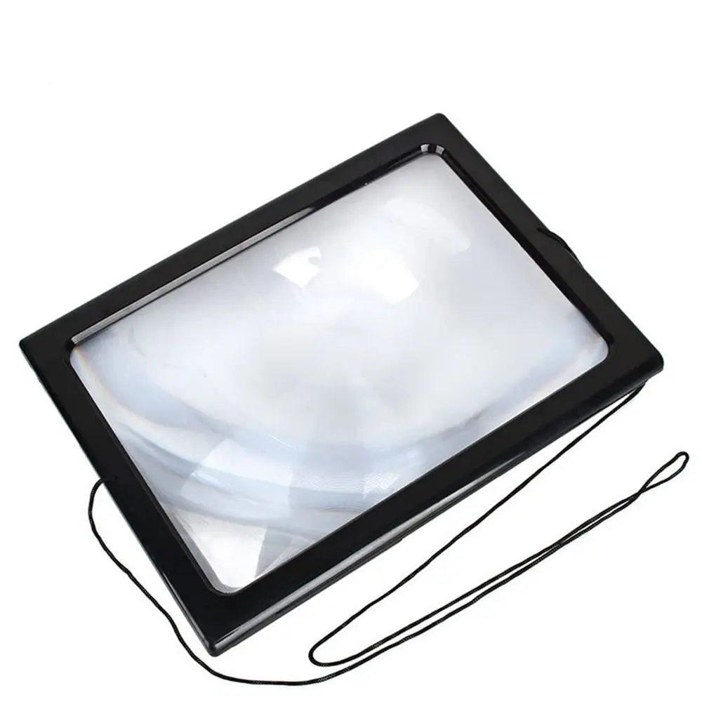 

4 LED Lights 3X Magnifying Glass A4 Size Foldable Lighted Magnifying Glass Lightweight Black Full Page Reading Magnifier