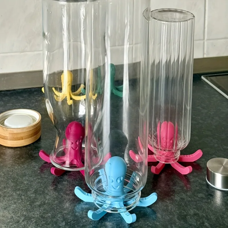 

2/1 шт. Полка для слива чашек для воды в форме осьминога. Новый подстаканник. Подходит для всех бутылок с водой и кухонных украшений.