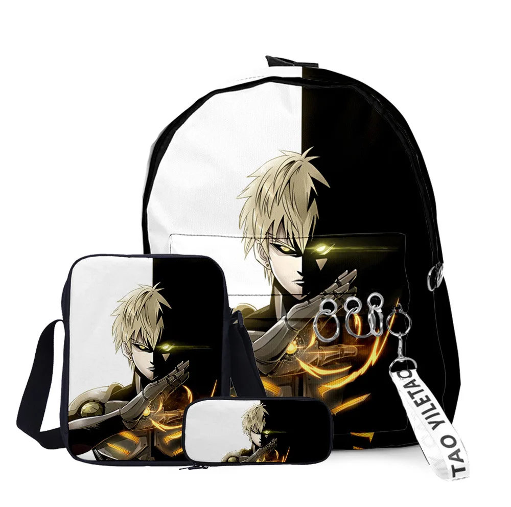 Popular Youthful One Punch Man 3D Print 3pcs/Set Children Pupil Travel bags Key Chain Small Backpack Shoulder Bag Pencil Case