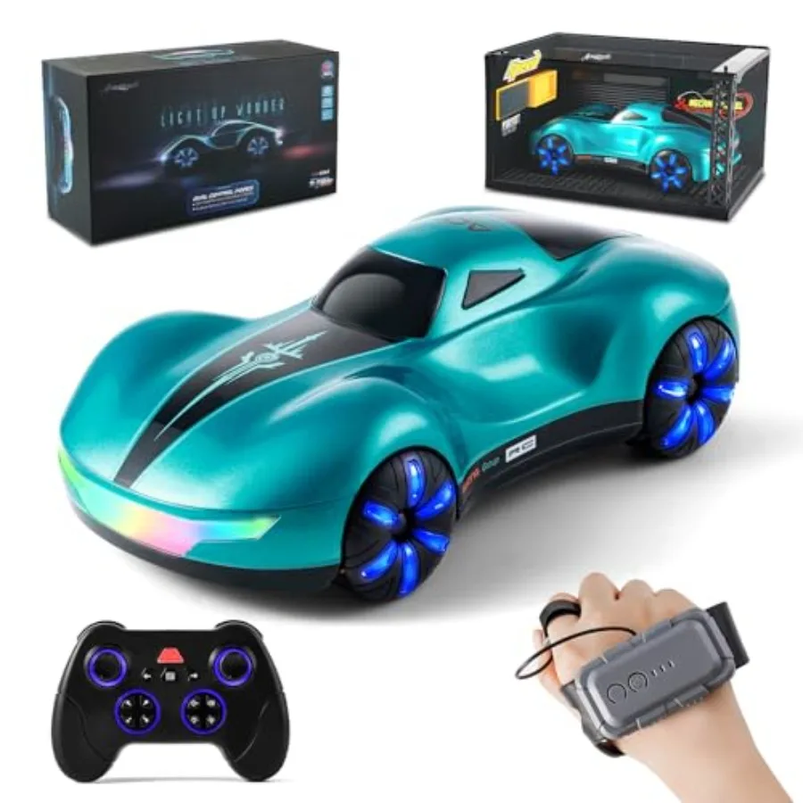 Gesture Sensing RC Stunt Car For Indoor Outdoor Use, ABS Plastic, Red, 2.4GHz 4WD With Display Garage, USB-C Charging, Light Sp