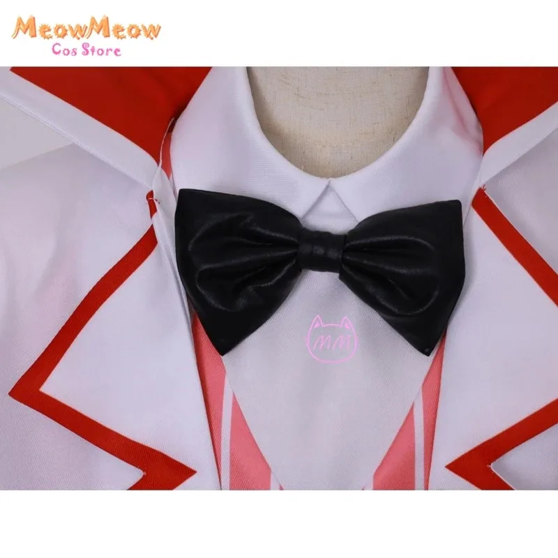 

DY20Hazbin Lucifer Morningstar Cosplay Costume Wig Hat Suit Halloween Anime Cosplay Party Demon White Outfit Prop Apple Daddy Ca