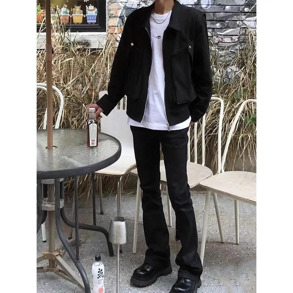 

Мужские джинсы American High Street, осенне-зимние, зауженные, прямые, с легким расклешением, длинные, в стиле хип-хоп, с поясом