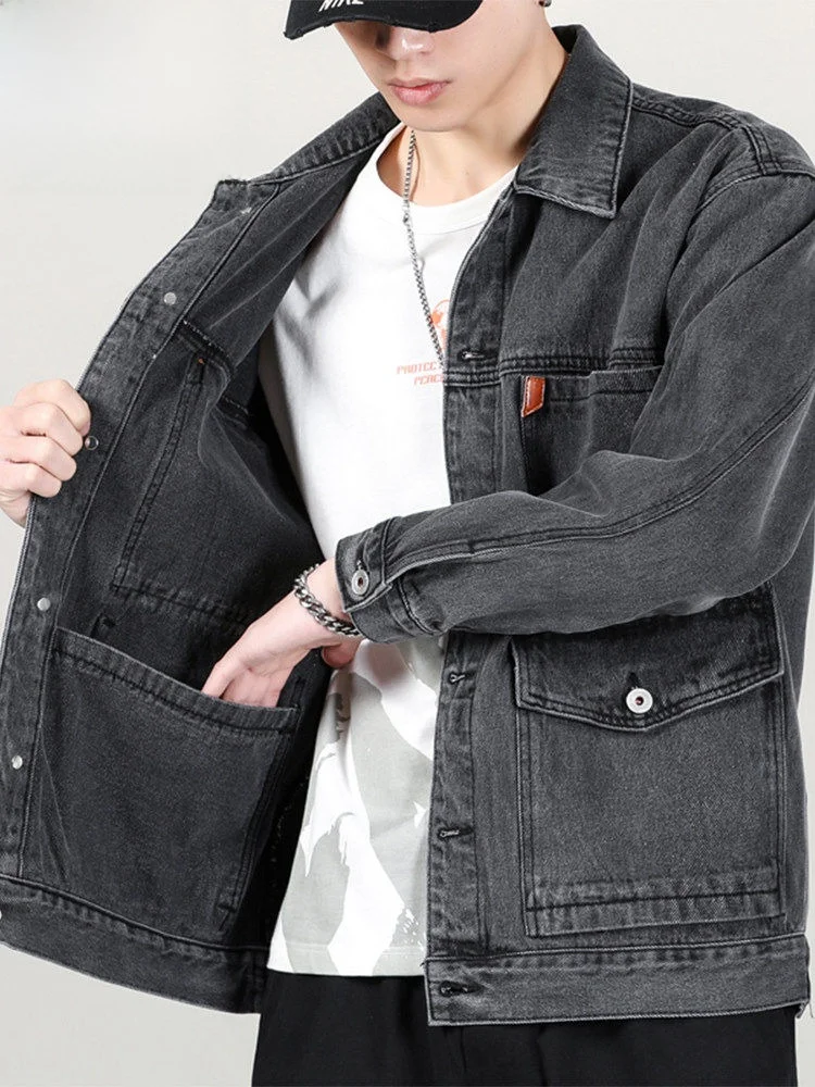 

Мужская винтажная джинсовая куртка Paul Harbor свободного кроя с отложным воротником, повседневная хлопковая рабочая одежда, модная верхняя одежда