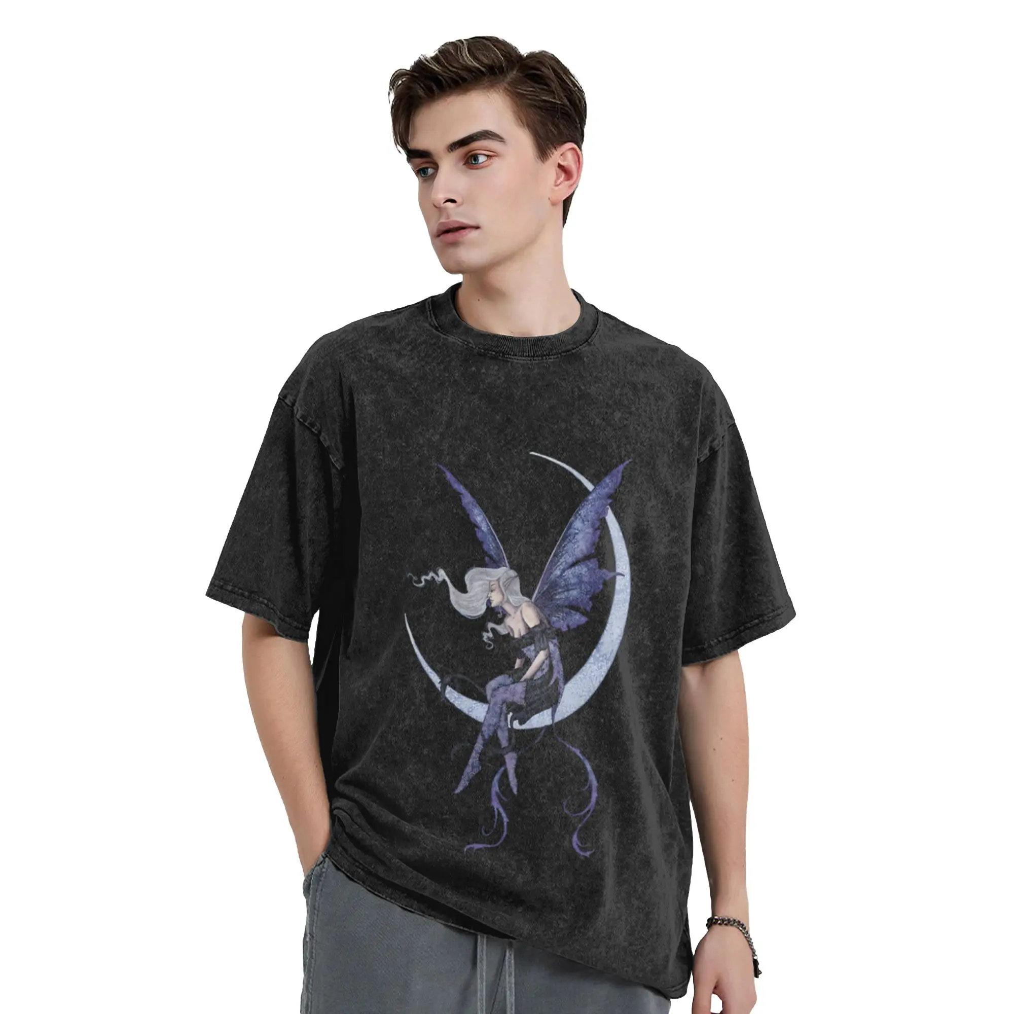 Moon Sprite  Unique Chic A T-Shirt Oversized Short Sleeve Men's Women's Cotton Tees Tops