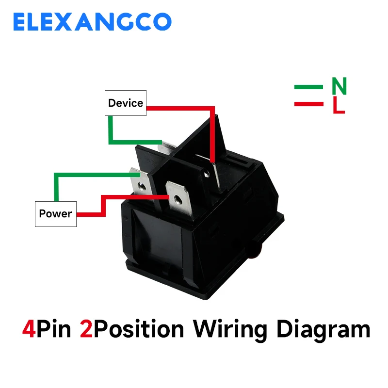 5Pcs KCD4 Series Rocker Switch 2/3 Position 4 Pins / 6 Pins Electrical Equipment With Lamp Power Switch 16A 250VAC/ 20A 125VAC