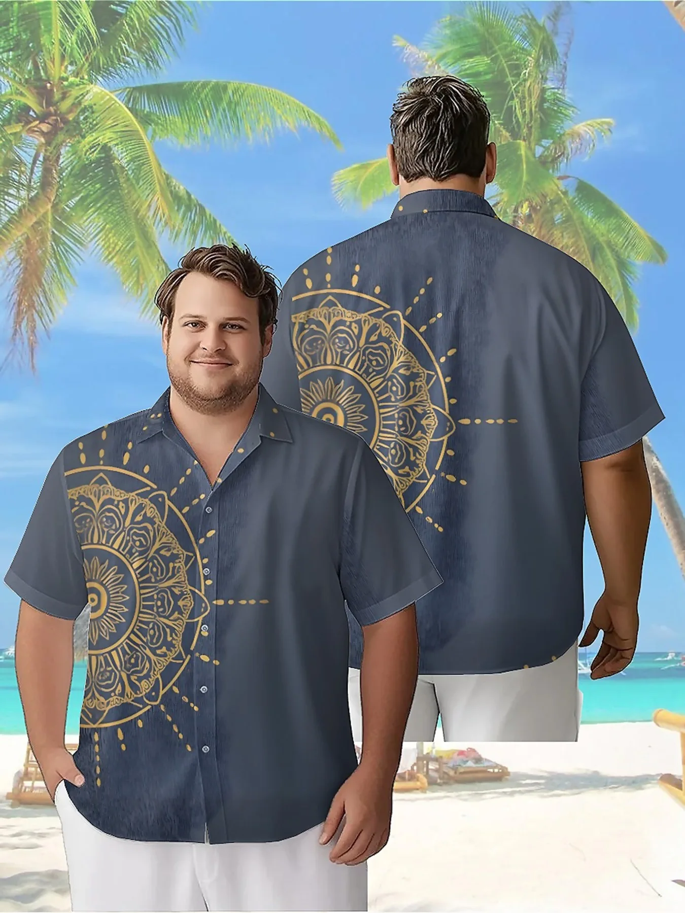 

Men's Plus Size Hawaiian Shirts Mandala Inspired Prints Pattern, Unisex Aloha Shirts,New in Summer Tops Tee,streetwear