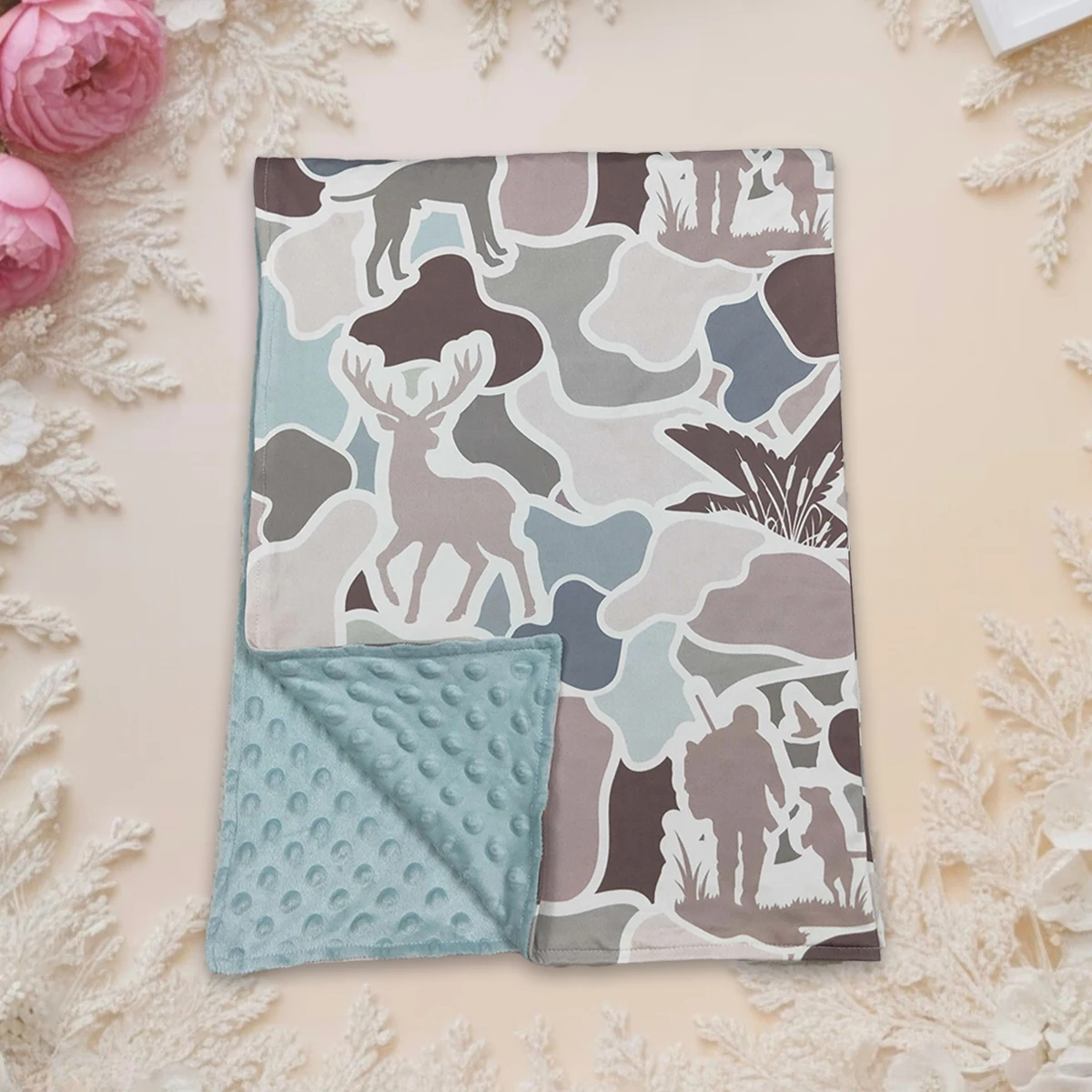 

Baby Blankets Soft Kids Bedding Fleece Gray Deer Ducks Hunting Camo Print Toddler Flannel Children Western Boutique Thin Quilt