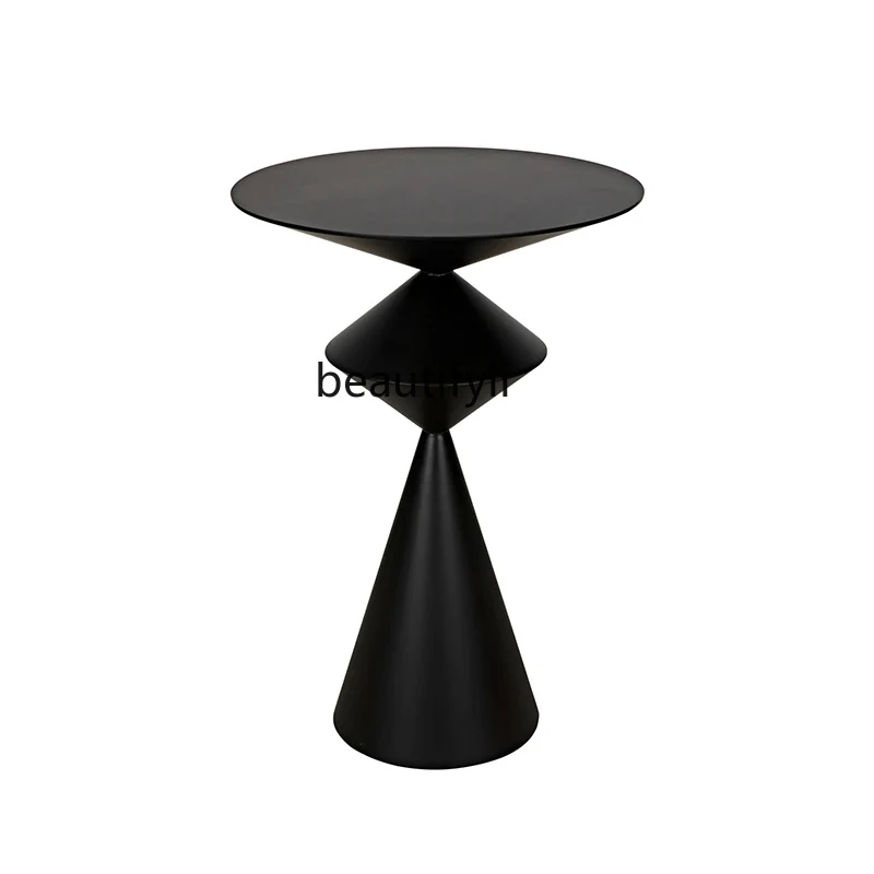 

Black Silent Wind Side Table Designer Creative Living Room Sofa Side Small round Table Balcony Coffee Corner Table furniture