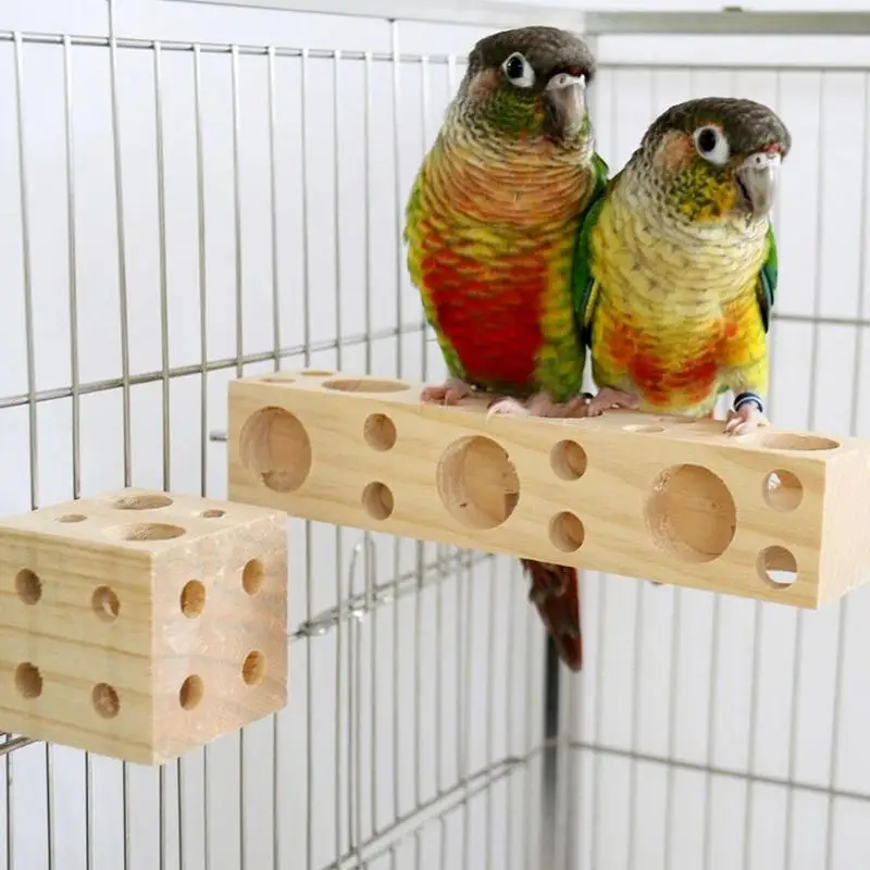 Wooden Bird Toys Sturdy Wood Parrot Cage Accessories Flexible Bird Parrot Toys Eco-friendly Multifunctional Parrot Biting Tree