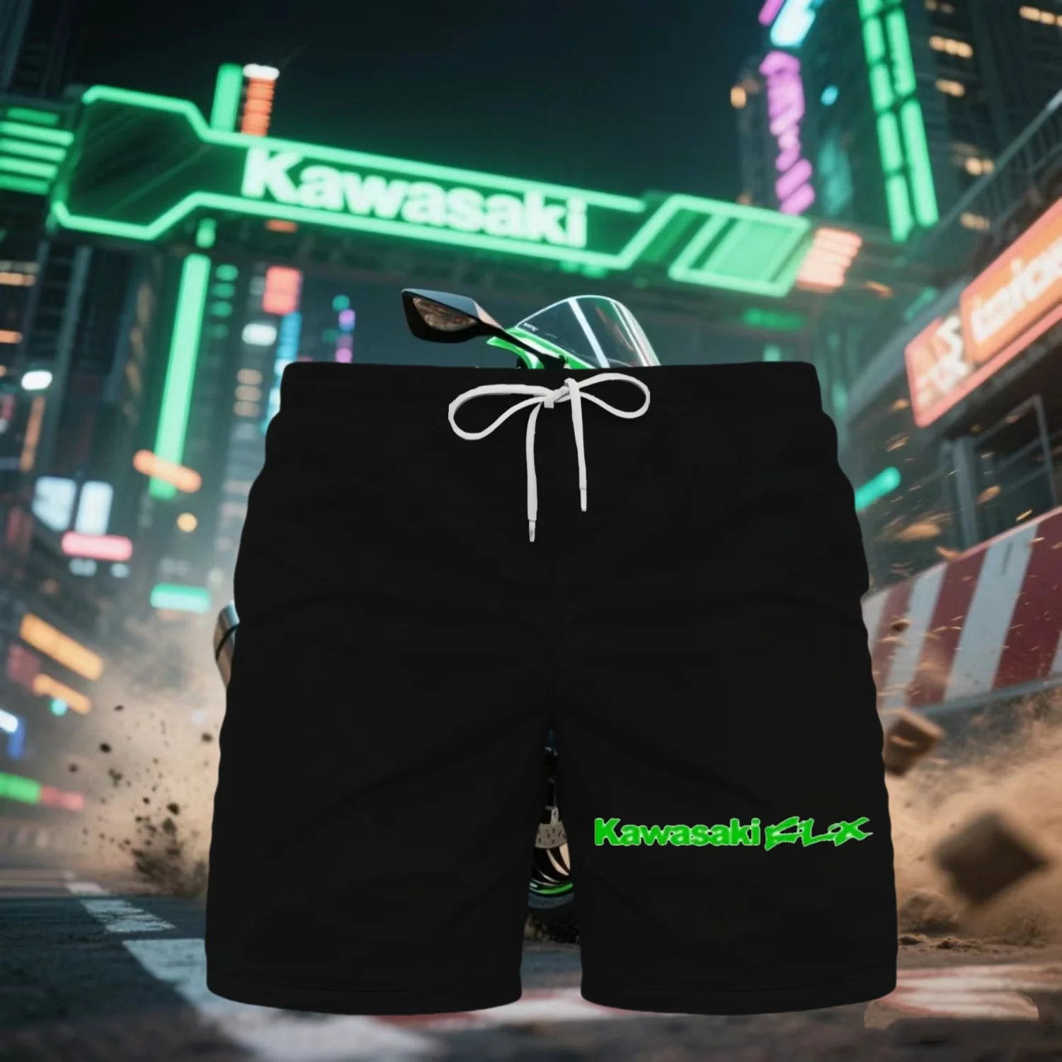 

Men Kawasaki Shorts Summer Outdoor Sports Trendy Quick Drying Breathable Motorcycle 3D Printed Shorts Men Comfortable Shorts 2