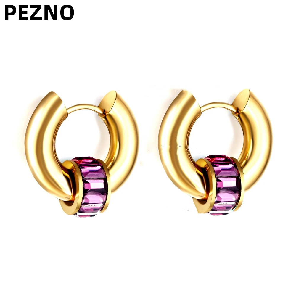 316L Stainless Steel Gold Plated Round Chunky Statement Earring Waterproof Hypoallergenic Fashion Jewelry for Women Gift