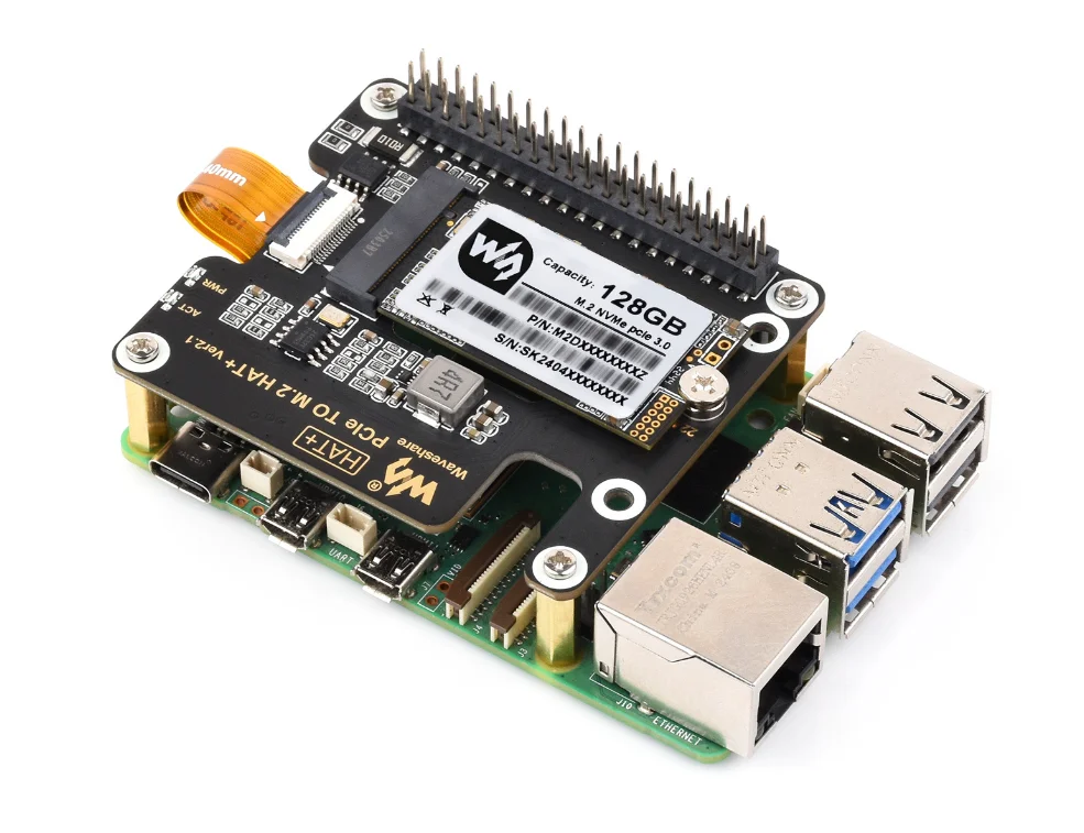 Adattatore Raspberry Pi 5 PCIe a M.2 HAT+ - Supporto SSD NVMe, avviabile, EEPROM, doppi indicatori LED per Pi 5