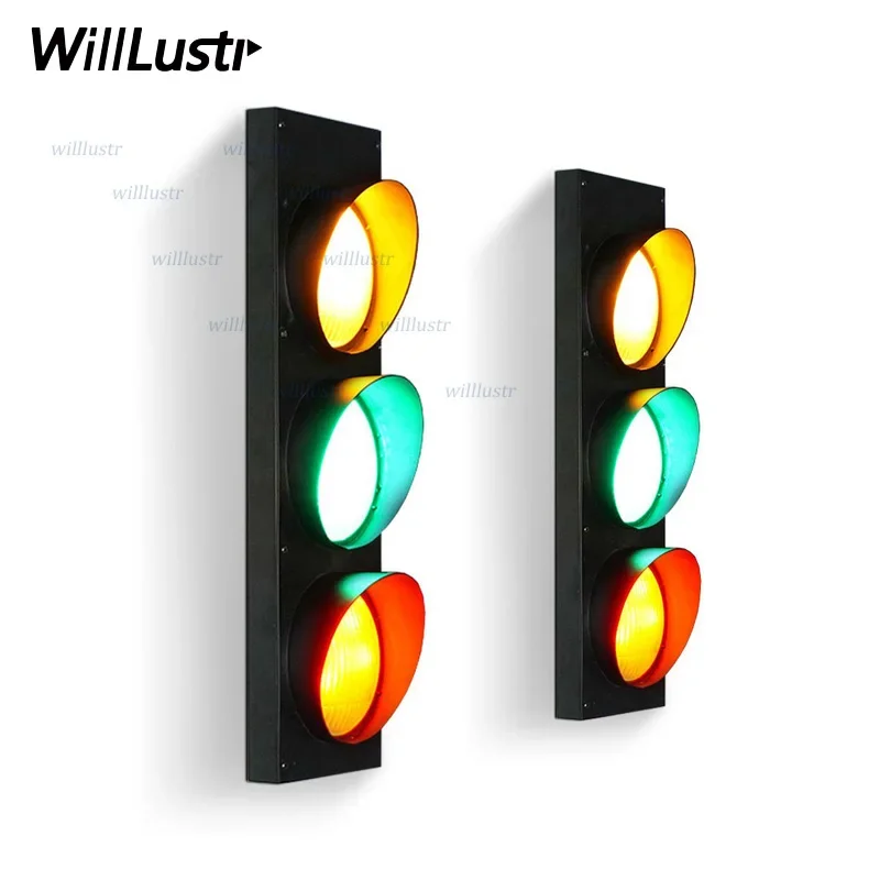 

Traffic Light Wall Lamp Red Yellow Green Light Remote Control Living Room Cafe Bar Bedroom Hotel Hall Vintage Sconce