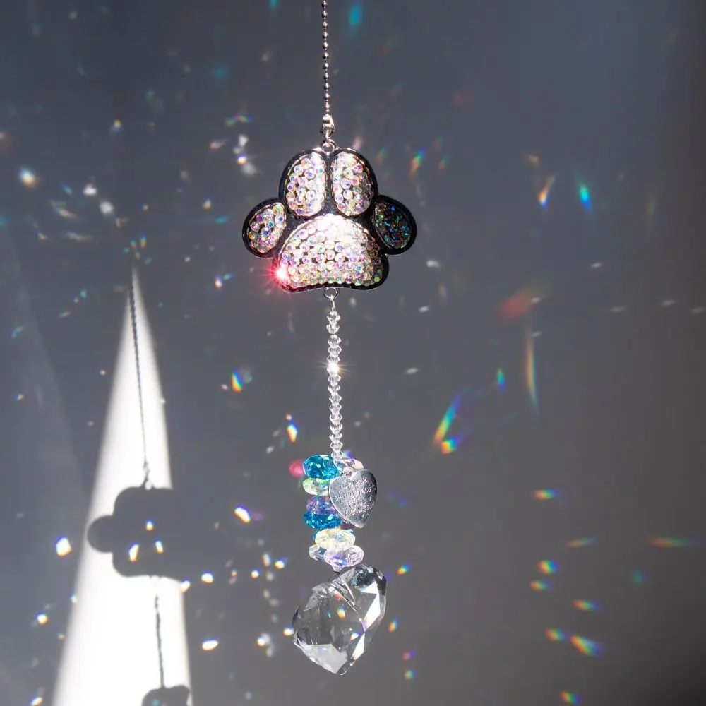 

Window Ornament Crystal Paw Print Sun Catcher Creative Novelty Wind Chimes Exquisite Colorful Light Collection Pendant Backyard