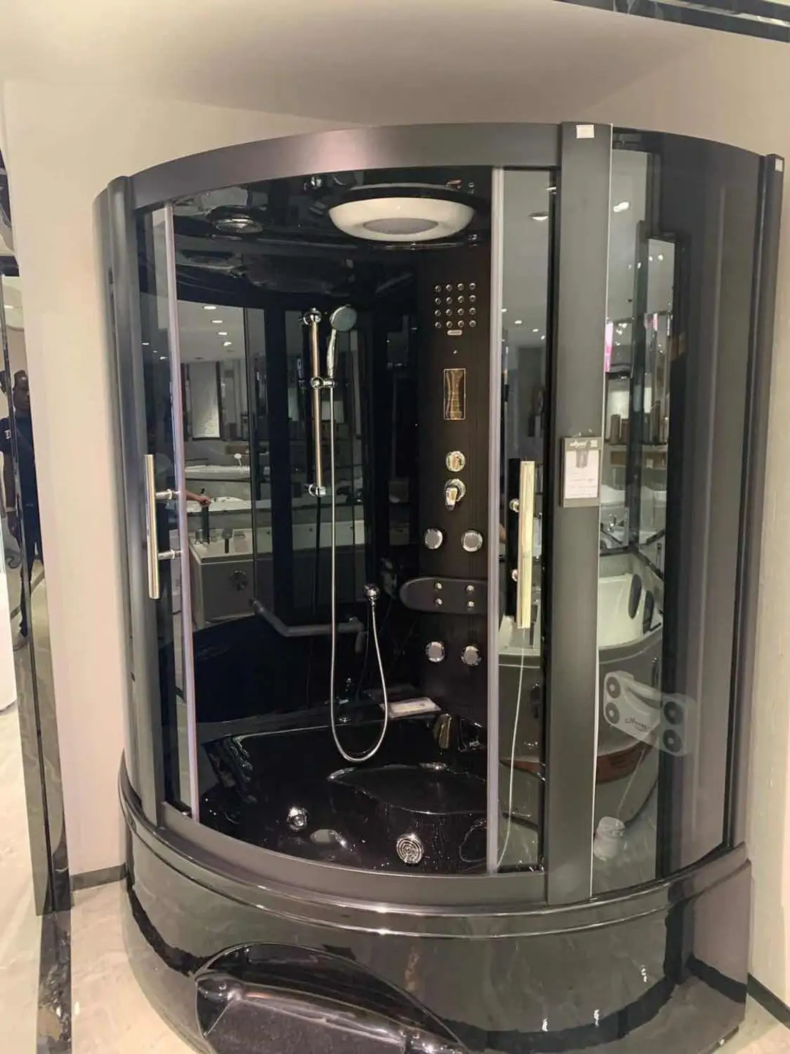 1350X1350X2150mm [Wall Corner Steam Shower Enclosure ] Wi-Fi Starlink Connection TV Wi-Fi Wet Sauna Room A-0135