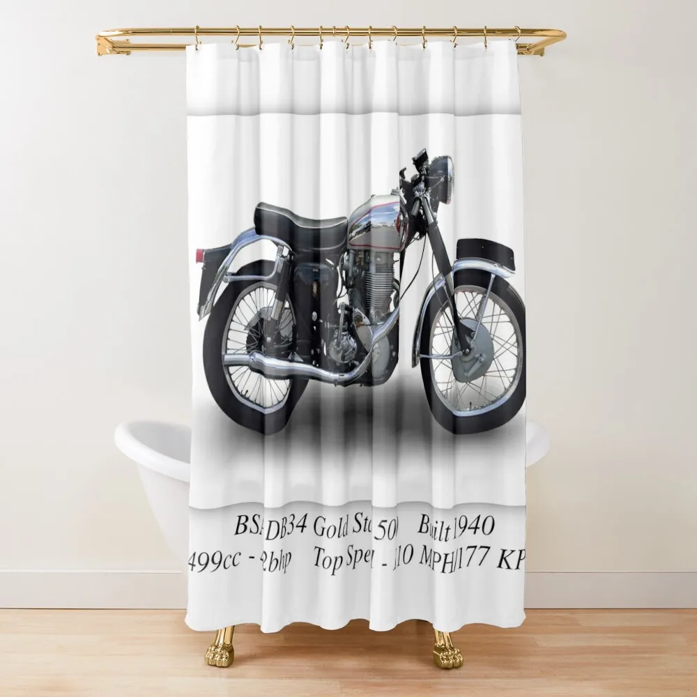 

BSA DB34 Gold Star 500 Motorcycle Print or Poster Shower Curtain Set For Bathroom Luxury Bathroom Shower Window Curtain