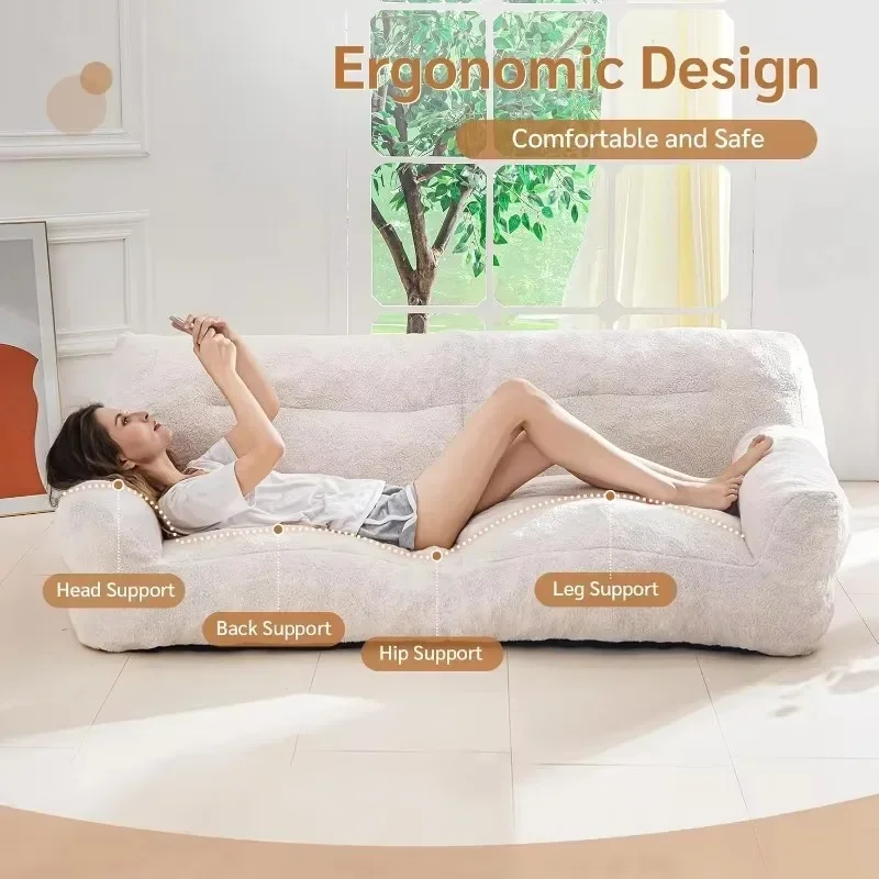 Giant Human Dog Sofa Bed, Extra Large Floor Sofa Couch, for Pet Families with Foam Chunk, Beige