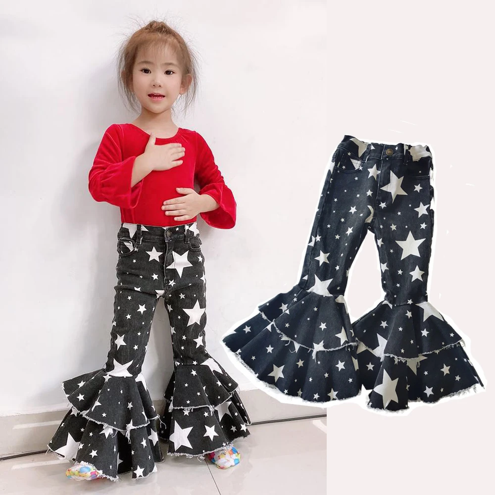 

Children's Jeans and Girls Flare Pants 2024 New Fashion Slim Fit Children's and Girls Jeans Comfortable Double Layer Flare Pants