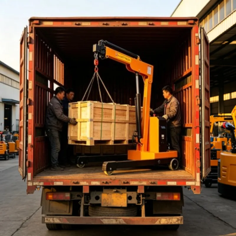 Quick-Deploy Foldable Mini Electric Crane – Hydraulic Floor Hoist, 2T Max Load, 360° Rotation, CE Approved