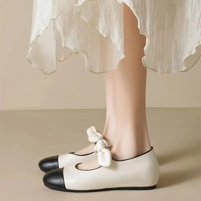 Women's Mary Jane Bow Ballet Shoes - Color-Blocked Pumps 2025