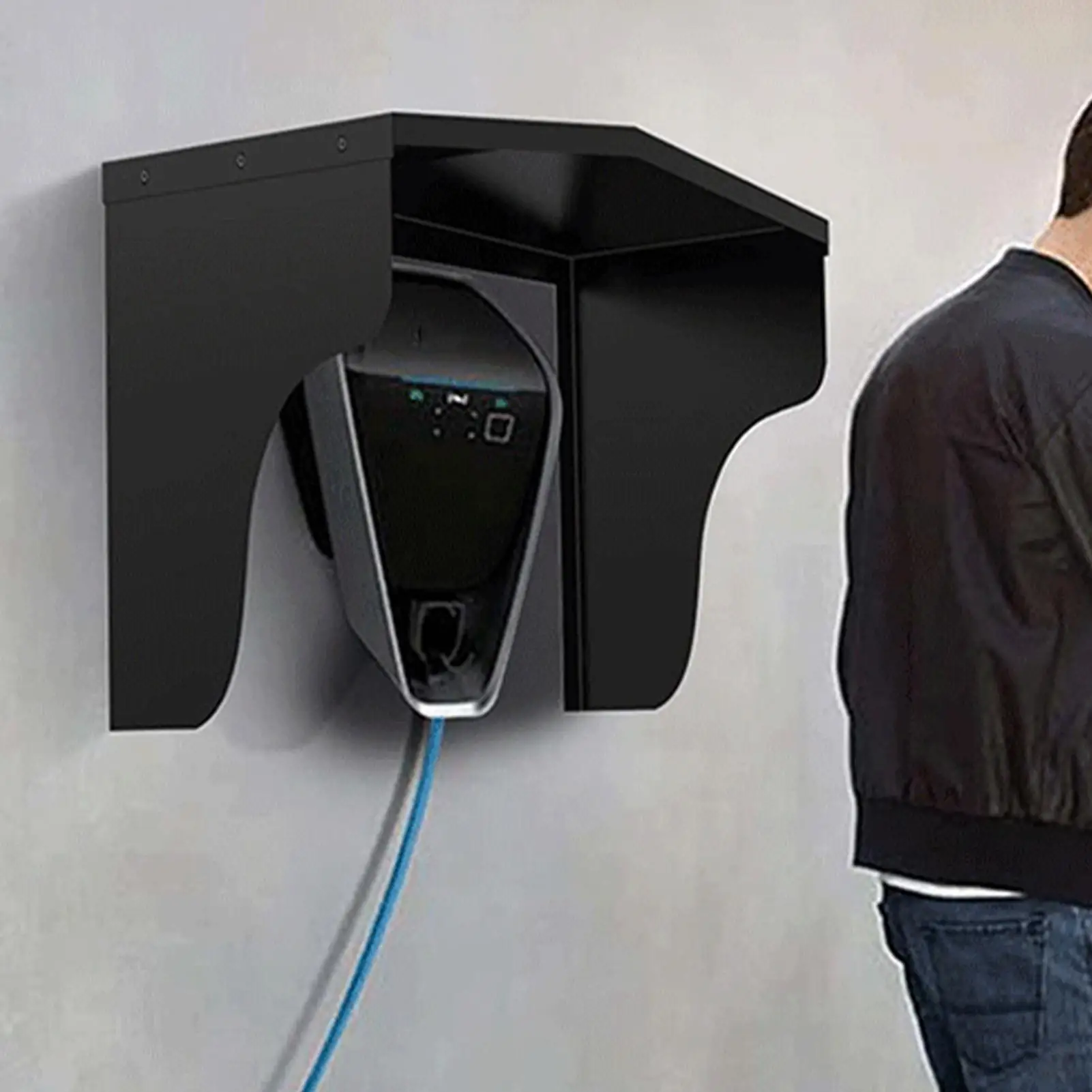 Aluminium-Wandmontagebox Ladesäulen-Windschutz Regenschutzdach für WallBox Elektroauto-Ladestation