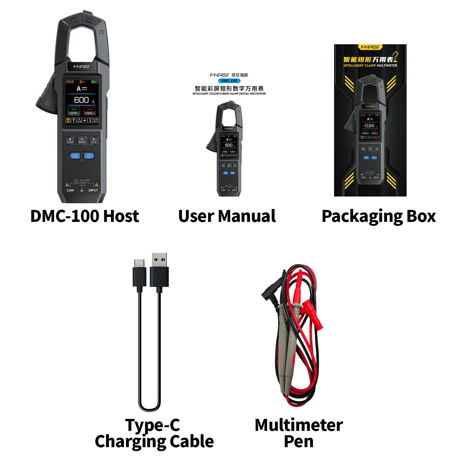 FNIRSI DMC-100 10000 カウントクランプメーター AC DC 電流デジタル 