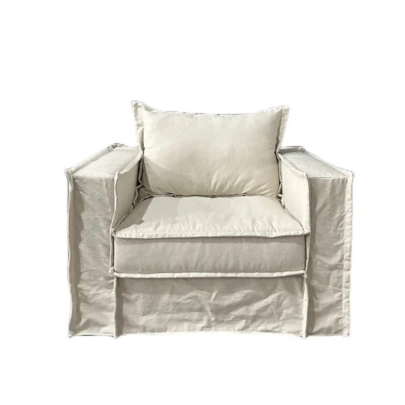 

Silent Wind B & B down single sofa washed cotton and linen, studio photo fabric sofa