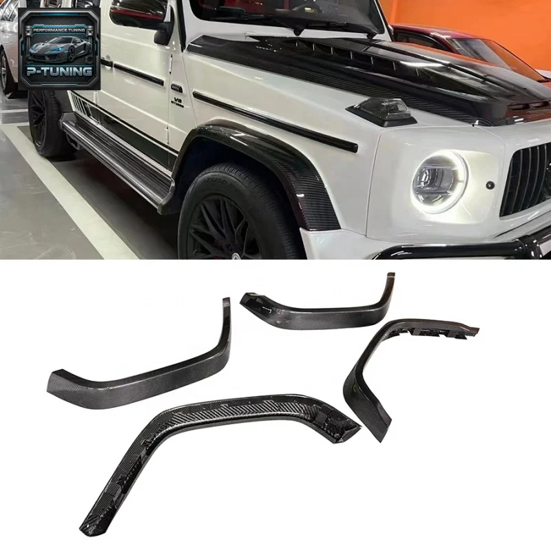 

Dry Carbon Fiber G-Class W464 W463 G900 2019+ Shark Style Front Fenders Flares Rear Wheel Arches Eyebrows Wide Bodykit