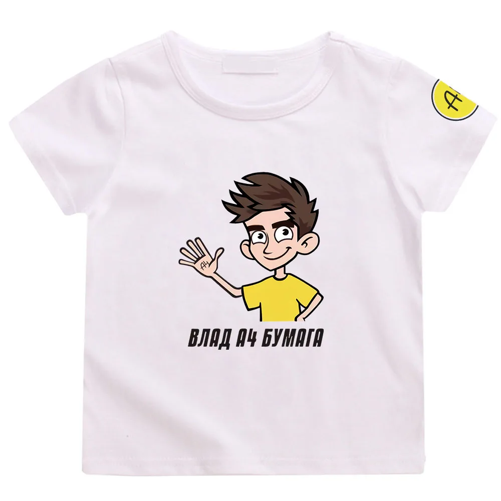 

Футболки Merch Vlad A4, детская летняя одежда, утепленная повседневная одежда для мальчиков, одежда унисекс для родителей и девочек, топы из 100% хлопка с короткими рукавами для мальчиков