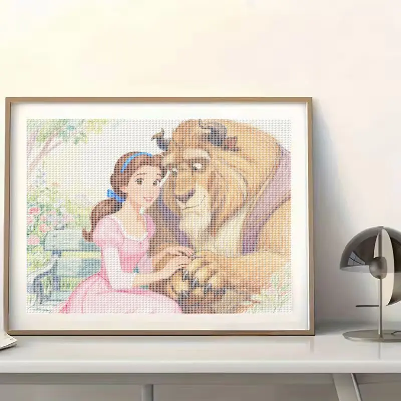 1PC Disney's Beauty and the Beast Belle & Beast 5D Full Drill Diamond Painting Kit, Romantic Fairytale Cartoon Character Gem Art - Image 3