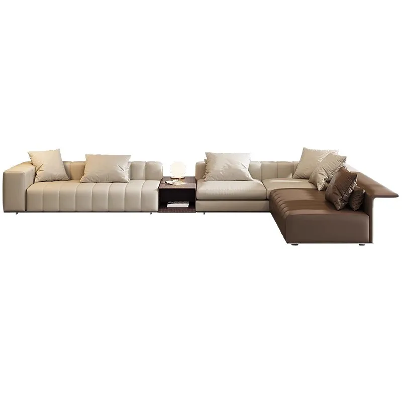 

Piano key sofa designer minimalist villa large flat living room furniture light luxury corner leather combination