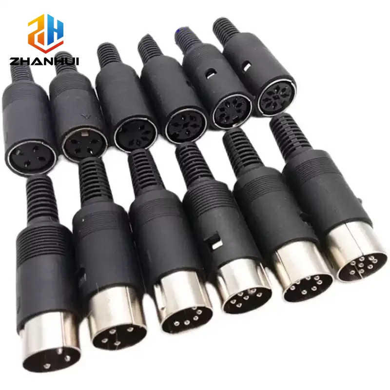 1Pcs Black DIN Circular Connector - Male/Female Plug/Socket, 3/4/5/6/7/8 Pin, Chassis & Cable Mount