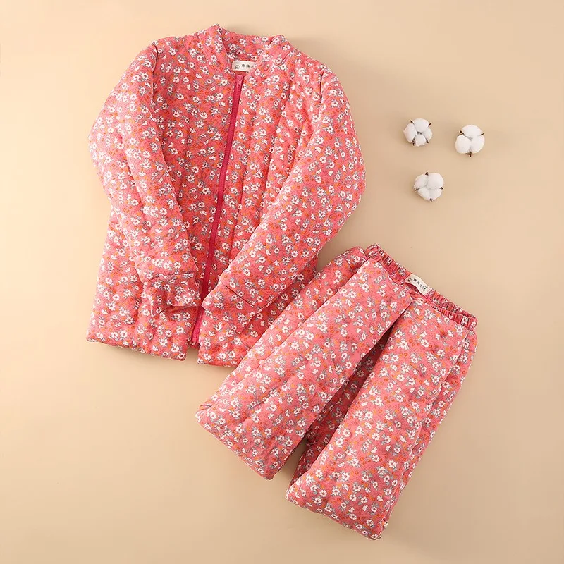 

Pure Handmade Cotton Cotton-padded Jacket Trousers Set Women Thickened Warm Form-fitting Winter Mom Grandma Cold-proof Home Wear