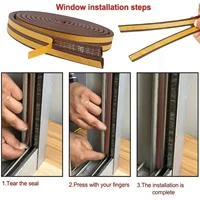 5m/10m Weather Stripping Door Seal Strip Diep Self-adhesive Draft Stopper Tape Window Insulation Noise Rubber Sealing Strip 6