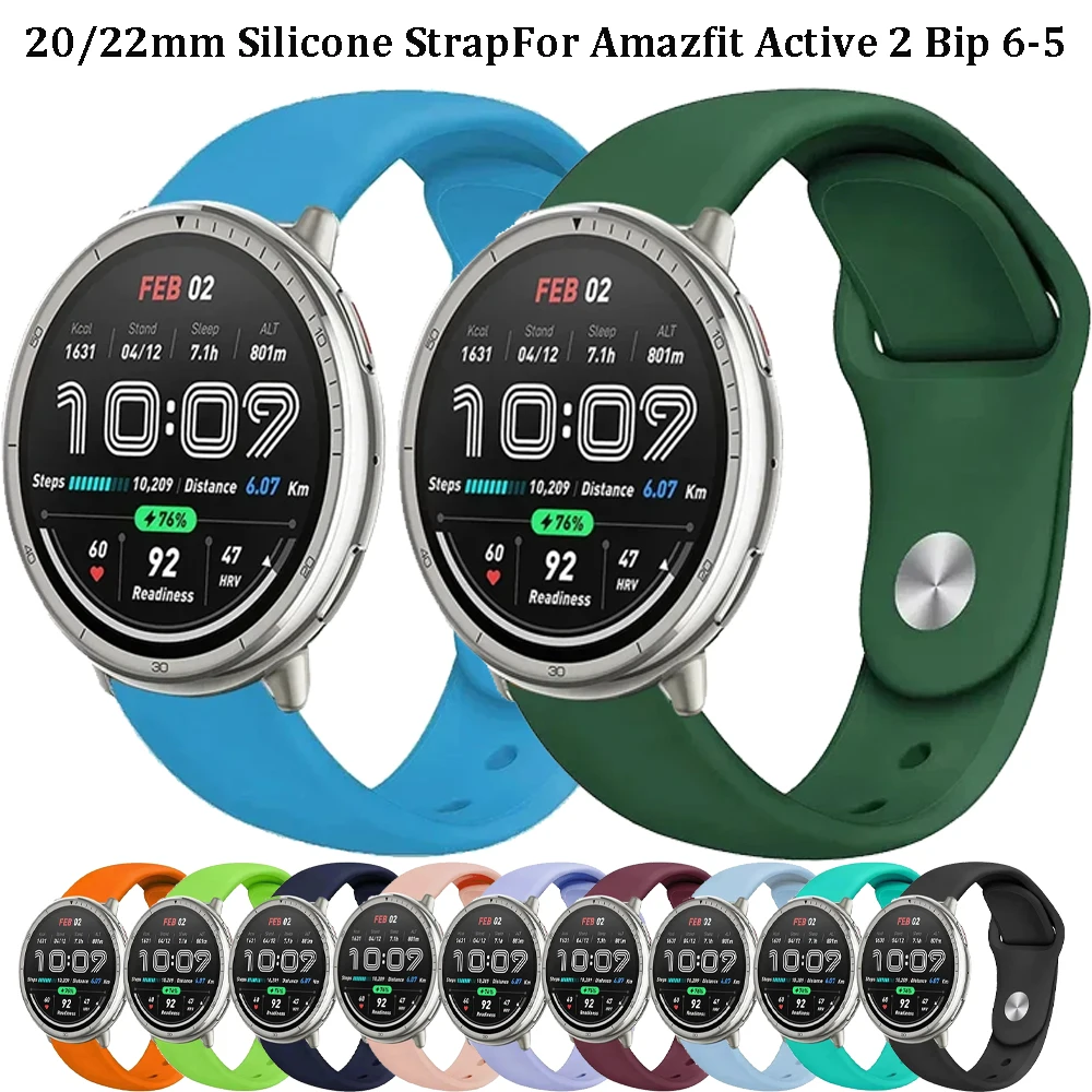 20/22 mm weiches Silikonarmband für Amazfit Active 2 Bip 6–5 Sport atmungsaktives Armband für Amazfit Stratos 2 3 Balance GTR 4 3 Correa