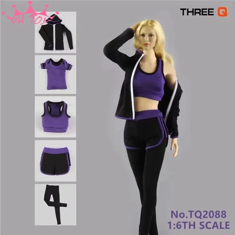 1/6 Scale Female Soldier Sportswear Set Pants Shorts Zipper Jacket Three Colors for 12