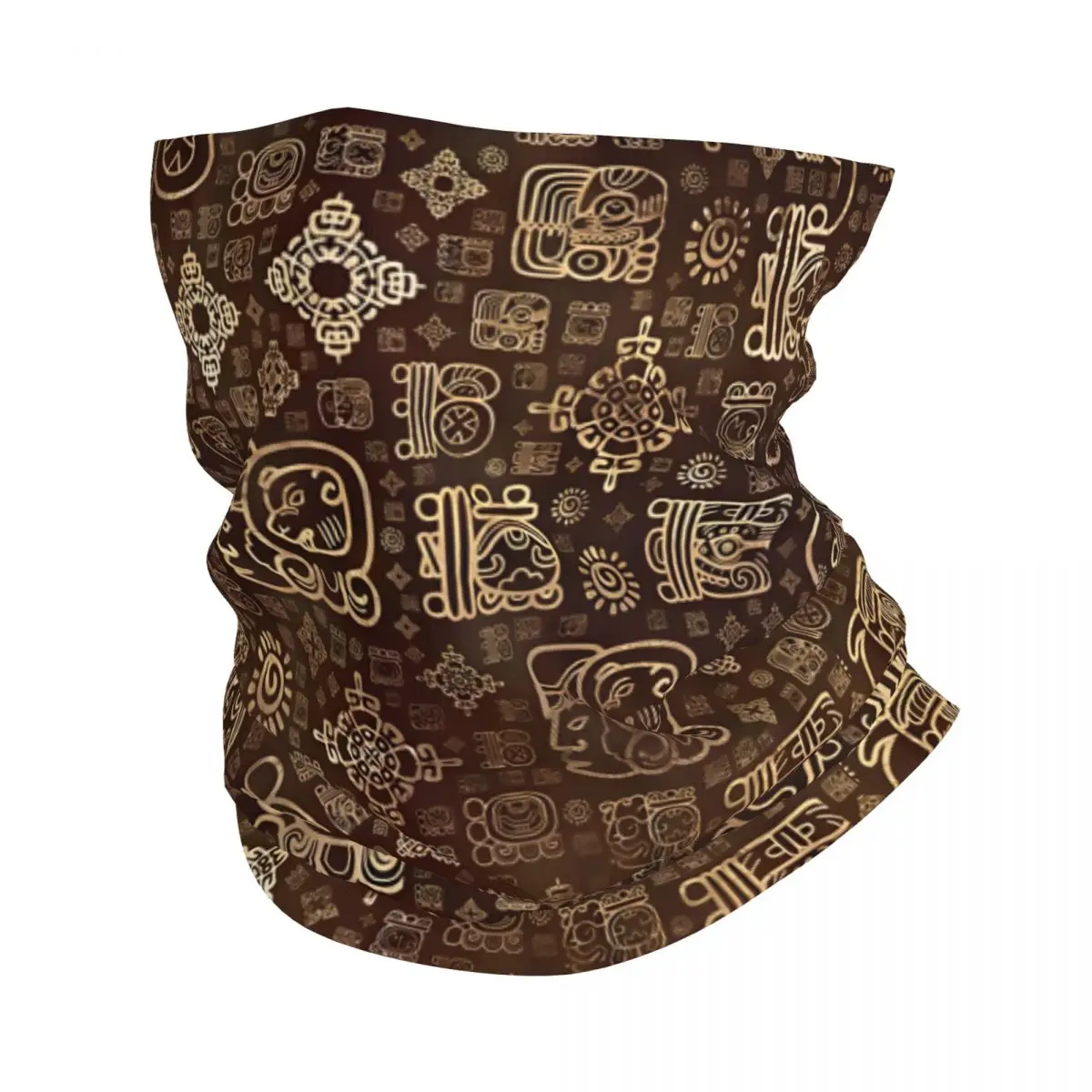 Mayan Glyphs And Ornaments Pattern Thin Bandana Neck Gaiter Wrap Scarf Headband Neck Cover