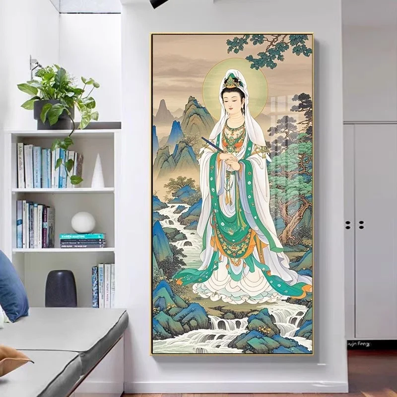 

Новая китайская вышивка крестом с алмазной мозаикой: Гуань-Инь, Бодхисаттва, пейзаж. Вышивка своими руками. Высококачественный набор.