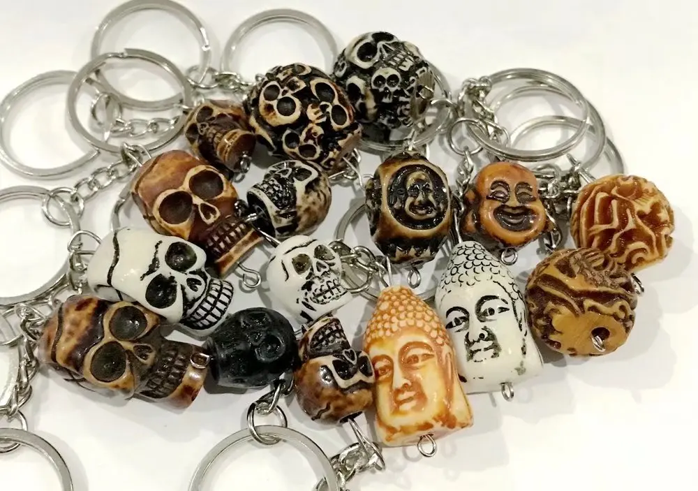 30 pcs Terminator Skull buddha dragon Head Keychain Men Women Fashion Keyring Jewelry Car Key Accessories   ymm