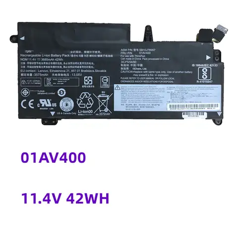 01AV400 11.4V 42Wh Laptop Battery For Lenovo Thinkpad S2 TP00081A TP00081B 01AV401 01AV435 01AV437 SB10K97592 SB10K97594