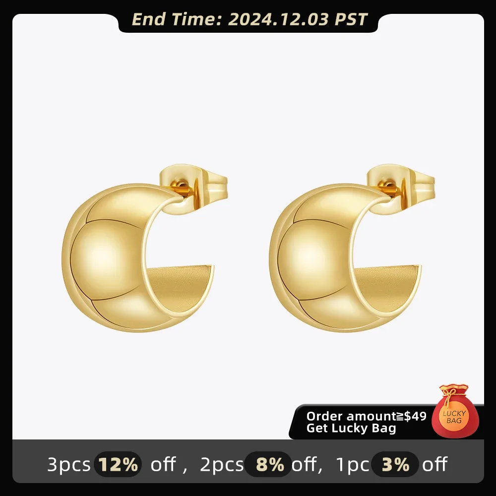 

ENFASHION Aretes Chunky Small Hoop Earrings For Women's Stainless Steel 18K Gold Plated In Earings Fashion Jewelry Party E241570