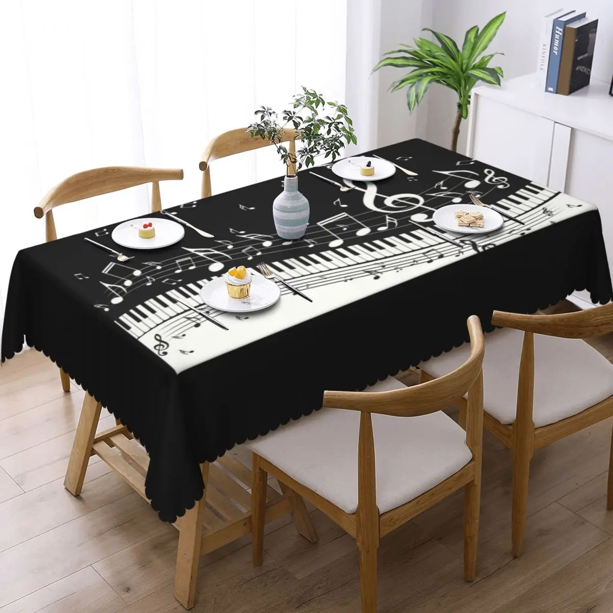 Fashion Piano And Music Note Tablecloth Rectangular Waterproof Table Cloth Cover for Party