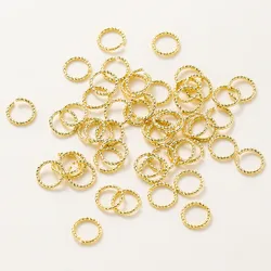 50 pces 4-12mm 14k/18k ouro chapeado latão redondo torcido aberto split anéis salto conector para diy jóias que fazem suprimentos