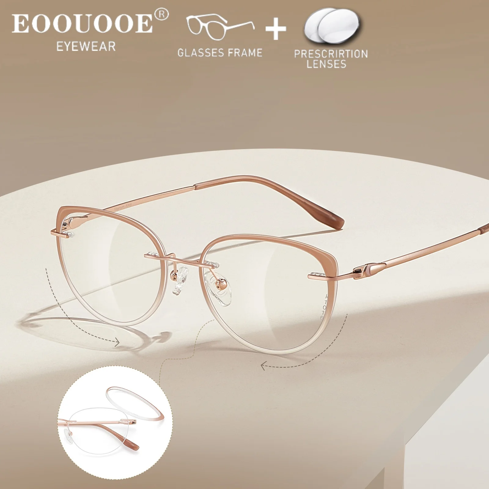 

New Design Cat Eye Glasses TR90 Scratch-Resistant UV Protection Super Tough Lenses Corrective Prescription Optical Eyewear
