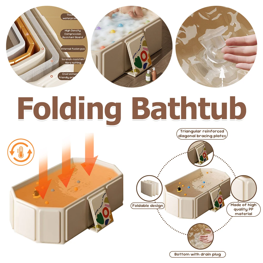 

Collapsible Infant Tub for Infants To Toddlers Portable Baby Bathtub with Drain Outlet Space Saving Design Toddler Shower Basin