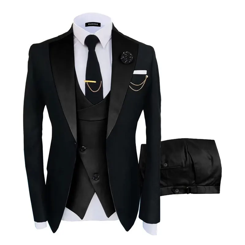 Cheap Black And White Men Suit Set For Spring Summer Wear Business Men Suits 2024